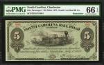Lot of (5) Michigan, Maryland & South Carolina. 1850s-73. $3 to $10. PMG Gem Uncirculated 65 EPQ & 6