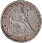 1861 Liberty Seated Silver Dollar. OC-2. Rarity-3+. VF Details--Cleaned (PCGS).