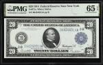 Fr. 971a. 1914 $20  Federal Reserve Note. New York. PMG Gem Uncirculated 65 EPQ.