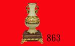 如意平安金玉瓶Gold-plated Jade Vase, 8x8x19cm