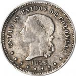 COLOMBIA. 5 Decimos, 1872. Medellin Mint. PCGS EF-45 Gold Shield.