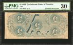 T-60. Confederate Currency. 1863 $5. PMG Very Fine 30. Inverted Back Error.