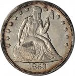 1853 Liberty Seated Silver Dollar. OC-1. Rarity-2. VF Details--Filed Rims (PCGS).