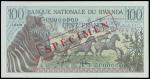 1978年卢旺达100法郎样钞, PMG67EPQ