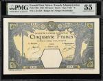 FRENCH WEST AFRICA. Banque de lAfrique Occidentale. 50 Francs, 1926. P-9Bb. PMG About Uncirculated 5