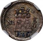COLOMBIA. 1/4 Real, 1816-NR. Santa Fe de Nuevo Reino (Bogota) Mint. Ferdinand VII. NGC AU-55.