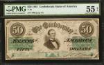 T-16. Confederate Currency. 1861 $50. PMG About Uncirculated 55 EPQ.