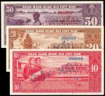 1955-62年越南共和国拾，贰拾与伍拾盾样票3枚，AU－UNC（3）