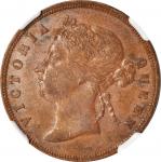 1885年海峡殖民地1分。伦敦造币厂。STRAITS SETTLEMENTS. Cent, 1885. London Mint. Victoria. NGC AU-58 Brown.