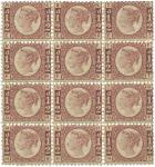 Postage Stamps. Great Britain : 1870 ½d (Halfpenny), rose, pl 13, in blk of 12, Cat £1200+ (SG 49 (1