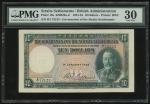 Straits Settlements, $10, 1.1.1933, serial number B/1 72123, green and multicolour, George V at righ