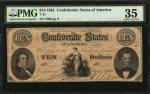 T-25. Confederate Currency. 1861 $10. PMG Choice Very Fine 35.