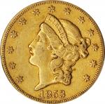 1853-O Liberty Head Double Eagle. Winter-1, the only known dies. EF-40 (PCGS). CAC.