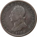 1783 (Circa 1820) Draped Bust Copper. Vlack 13-J, W-10300. Rarity-1. No Button. Fine-12.