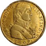 CHILE. 8 Escudos, 1809-So FJ. Santiago Mint. Ferdinand VII. NGC AU-53.