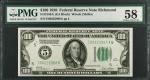 Fr. 2150-E. 1928 $100 Federal Reserve Note. Richmond. PMG Choice About Uncirculated 58.
