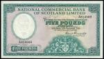 National Commercial Bank of Scotland Limited, ｣5 (2), 1959, prefixes A and G, green, arms low right,