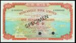 Mercantile Bank Limited, $100, specimen, 1.11.1973, serial number A000000, red, green and blue, view