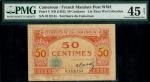 Territoire Du Cameroun, 50 centimes, ND (1922), serial number 0112144, red and pale yellow with TC m