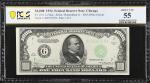 Fr. 2211-G. 1934 $1000 Dark Green Seal Federal Reserve Note. Chicago. PMG About Uncirculated 55.