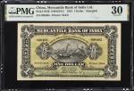 1924年上海有利银行一圆。CHINA--FOREIGN BANKS. The Mercantile Bank of India Limited. 1 Dollar, 1924. P-S446. PM
