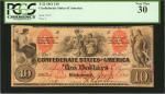 T-22. Confederate Currency. 1861 $10. PCGS Currency Very Fine 30.