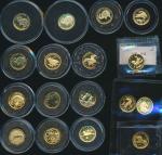 Lot of gold proof coin 1/20 oz total 17 coins from various countries, Image about animal, some dupli