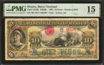 MEXICO. Banco Nacional de Mexico. 10 Pesos, 1905. P-S258h. PMG Choice Fine 15.