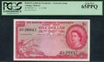 British Caribbean Territories, Eastern Group, $1, 2nd January 1964, serial number R4-260041, red wit