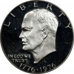 1976-S Eisenhower Dollar. Silver Clad. David Hall Signature. Made in the U.S.A. Label. Proof-69 Deep