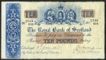 Royal Bank of Scotland, £10, 4 January 1939, serial number D 104/602, blue and white with red-brown 