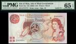 Isle of Man Government, £20, ND (1999), serial number E 777777, red, Queen Elizabeth II at right, ar