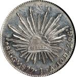 MEXICO. 8 Reales, 1877-Ga JA. Guadalajara Mint. PCGS MS-62.