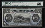 CANADA. Dominion Of Canada. 5 Dollars, 1912. DC-21c. PMG Choice About Uncirculated 58 EPQ.