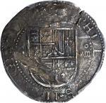 SPAIN. 8 Reales, ND. Seville Mint. Philip II (1556-98). PCGS AU-55 Secure Holder.