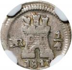 COLOMBIA. 1/4 Real, 1810/09-NR. Santa Fe de Nuevo Reino (Bogota) Mint. Ferdinand VII. NGC VF-30.