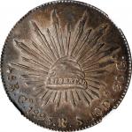 1895/1-Go RS年墨西哥鹰洋一圆银币。瓜纳华托铸币厂。MEXICO. 8 Reales, 1895/1-Go RS. Guanajuato Mint. NGC MS-61.