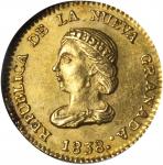 COLOMBIA. Peso, 1838-RS. Bogota Mint. NGC MS-64.