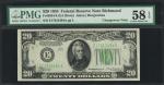 Lot of (2). Fr. 2054-E & 2055-Em. 1934-34A $20  Federal Reserve Notes. Richmond. PMG Choice About Un