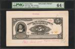 PUERTO RICO. Bank of Porto-Rico in San Juan. 5 Dollars, 1907. P-47sp. Specimen Proof. PMG Choice Unc