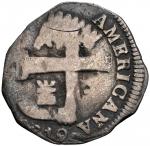 COLOMBIA, Bogotá, low-silver 2 reales, 1819 JF, struck over a Cartagena "imitation cob" 2 reales wit