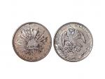 1894年墨西哥8 Reales ：（1）KM377.4，美品，戳记币，可能墨戳；（2）KM377.10，美品，戳记币，墨戳.共2枚，NC藏品