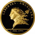 1781 (2000) Libertas Americana Medal. Modern Paris Mint Dies. Gold. 46.5 mm. 64 grams. .916 fine. No