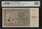 CROATIA. State Bank. 5000 Kuna, 1943. P-14a. PMG Choice About Uncirculated 58 EPQ.
