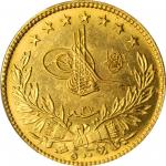 TURKEY. 500 Kurush, AH 1293 Year 27 (1901-2). PCGS MS-63 Gold Shield.