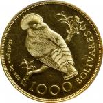 1975年委内瑞拉1,000博利瓦金币。伦敦造币厂。VENEZUELA. 1000 Bolivares, 1975. London or Llantrisant Mint. PCGS MS-67 Go