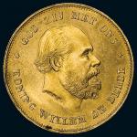 1875年荷兰10盾金币一枚，重量：6.7克，近未使用品