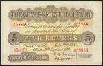 Government of Ceylon, 5 rupees (2), 10 September 1930, red prefixes D/54 and D/60, black and white w