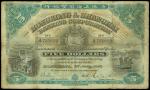 1916年香港上海汇丰银行伍圆，有修补，F，少见