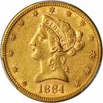 美国1884-S年10美元金币。